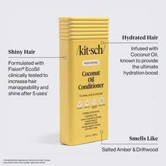 Detalle de la textura del cabello al usar acondicionador de coco.