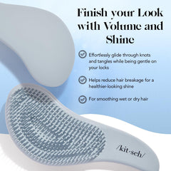 Kitsch Detangler Brush provides a soothing scalp massage while brushing.