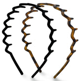 Kitsch diadema zigzag negro con dientes para un peinado pulido durante todo el día.