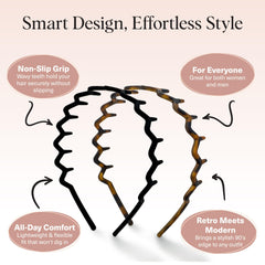 Kitsch diadema zigzag ondulada realza volumen suave para looks diarios.
