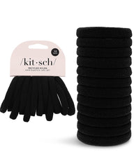 Kitsch ligas de pelo nylon negro, primer plano, agarre estable para todo el día