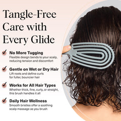 Kitsch Flexi Flow Detangler Brush bristles glide through knots gently.