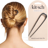 Kitsch French hair pin hematite closeup shows durable metal finish for polished updos.