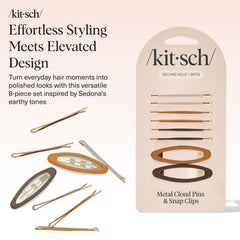 Kitsch gold bobby pins closeup shows glossy finish and grip