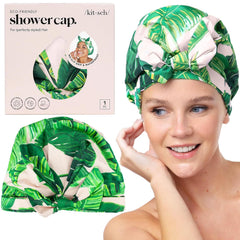 Gorro de ducha Kitsch de lujo para mujer, hojas de palma, mantiene el cabello seco.