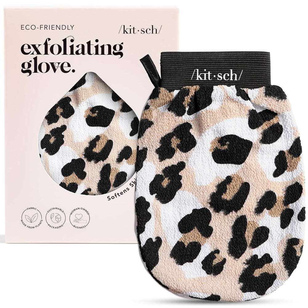 Kitsch guante exfoliante Leopardo para exfoliación suave en la ducha