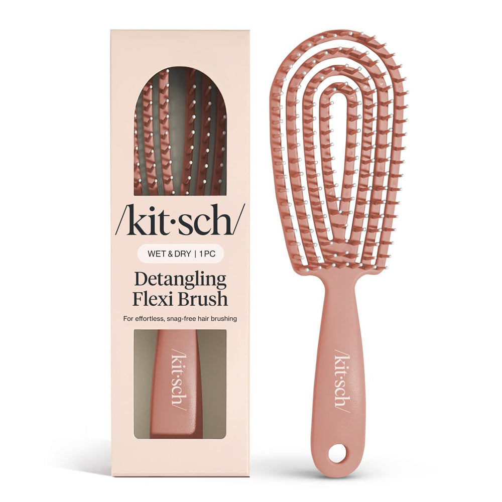 Kitsch Flexi Flow detangler glides through knots for smoother detangling.