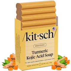 Kitsch Kojic Turmeric Soap Bar: envoltorio elegante para rutina diaria.