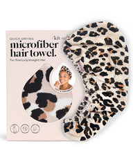 Kitsch leopard pattern hair wrap absorbent after shower use.
