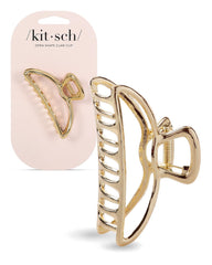 Kitsch metal hair clip in gold finish secures daily hairstyles with elegant shine