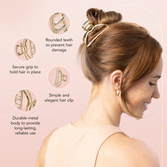 Kitsch metal claw clip provides secure all-day hold for thick or fine hair