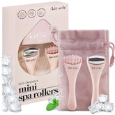 Kitsch mini facial roller with stainless steel ice roller for cooling depuffing.