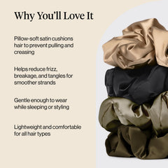 Kitsch Pillow Satin Scrunchies suitable for all hair types for secure wear