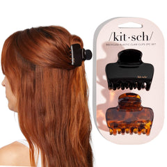 Pinzas Kitsch negro de tamaño medio, agarre firme para medio recogido.