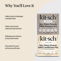 Kitsch Rice Water Solid Shampoo close-up highlighting protein-rich formula