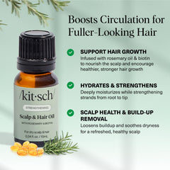 Kitsch rosemary oil ingredients highlight castor and jojoba blend.