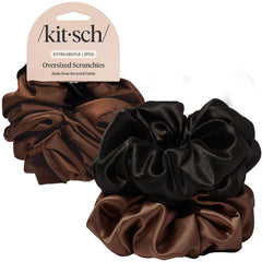 Kitsch coleteros satén reciclado grandes negros, deslizamiento suave para el cabello