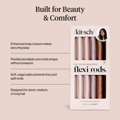 Kitsch satin heatless curlers Rosewood worn overnight for curls.