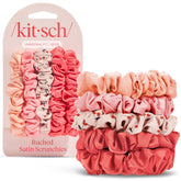 Kitsch Satin Scrunchies Cherry Blossom 5pc pack, soft and gentle for all hair types.