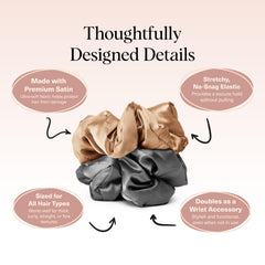 Scrunchies satin Kitsch para cabello diario, uso cómodo sin tirones