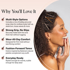 Kitsch Sedona snap clips worn in hair for versatile styling