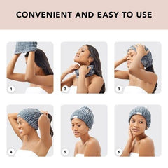 Soft stretch fabric adapts to all hair types for comfortable skincare.