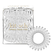 Kitsch spiral hair ties clear 4-pack provide gentle creaseless hold for thick or curly hair.