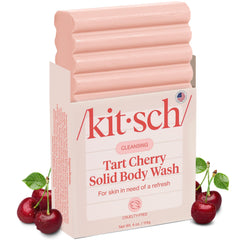 Kitsch Tart Cherry Soap Bar front view showing compact size and refreshing scent.