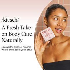 Kitsch Tart Cherry Soap Bar ribbed texture close-up for secure grip.