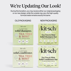 Kitsch Tea Tree Conditioner Bar packaging shows paraben-free formula and travel-friendly convenience.