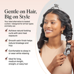 Kitsch two satin scrunchies secure curls gently, no pulling