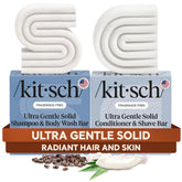 Kitsch Ultra Sensitive shampoo bar front view highlighting fragrance-free formula for hair and skin.