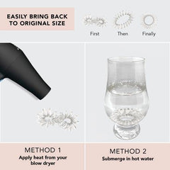Kitsch waterproof spiral hair tie on wet hair demonstrates hygienic, non-absorbent plastic.