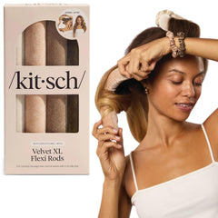 Kitsch XL Flexi Rods packaging highlights a convenient heatless curling option.