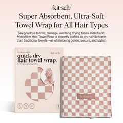 Kitsch XL microfiber towel wrap in terracotta checkered folded for compact storage