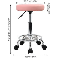 KKTONER PU leather round stool pink swivel base for easy movement