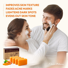 KlearBloom Kojic Turmeric soap bar closeup highlighting turmeric color and radiance