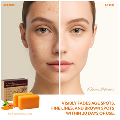 KlearBloom Kojic Turmeric Soap bar close-up emphasizing deep hydration for smoother skin.