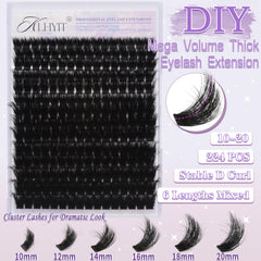 KLHYIT 200D matte black lash clusters with D-Curly definition on view