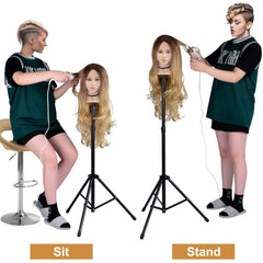 Klvied adjustable wig stand height supports versatile styling tasks.