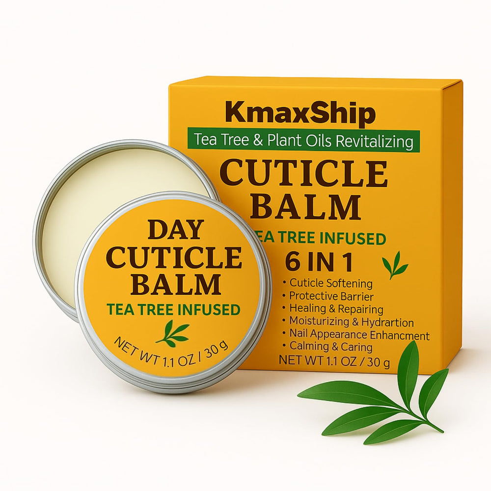 Bálsamo KmaxShip para cutículas con árbol de té, hidratación profunda.