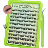 Kmilro self-adhesive eyelashes in 10-14mm wispy clusters for natural look