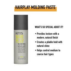 KMS Hair Play Molding Paste texture detail highlights smooth definition.