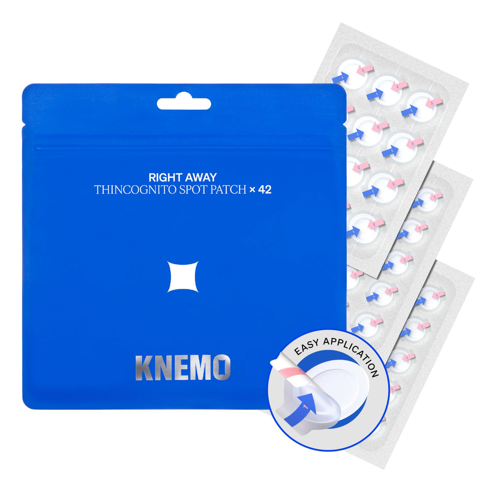 KNEMO parche invisible para acné, discreto y práctico en la piel.