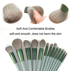 Koccido 22-piece green makeup brushes bristle close-up for soft blending and even finish.
