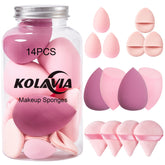 Kolavia 14PCS sponge set close-up showing soft, skin-friendly texture for flawless blending.