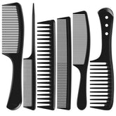 Kolavia six-piece black hair comb set packshot showing durable professional-grade design.