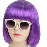 KOLIGHT purple short straight wig with cap, ideal for cosplay and event styling.