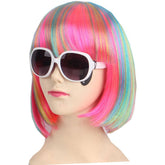 KOLIGHT fashion colorful short straight wig in blue for cosplay and party styling.