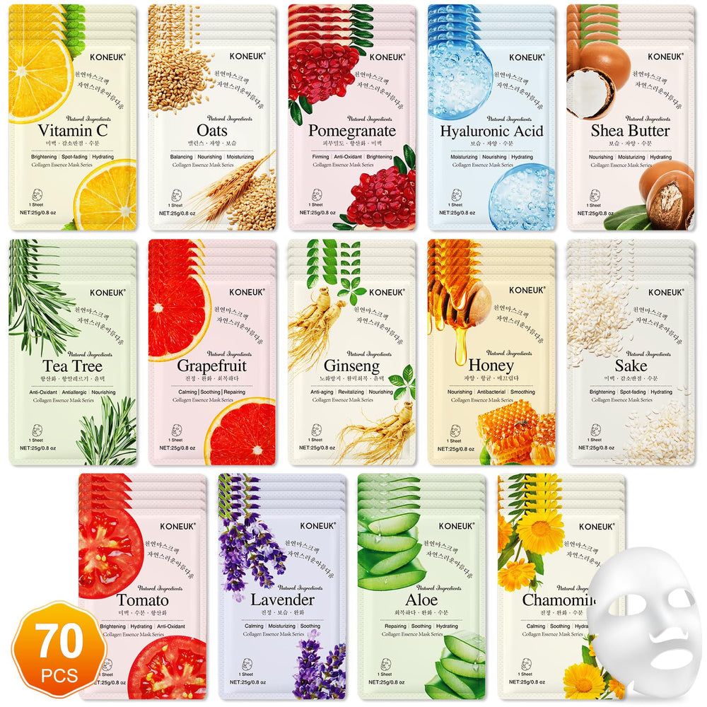 KONEUK 70-pack masks packaging ideal for bulk gifting and home spa moments.